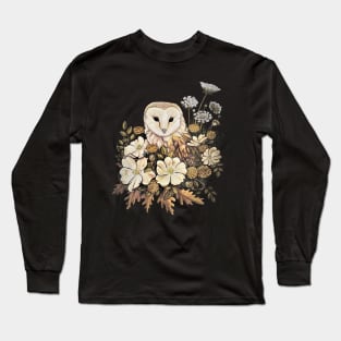 Barn owl and Wild Roses Long Sleeve T-Shirt